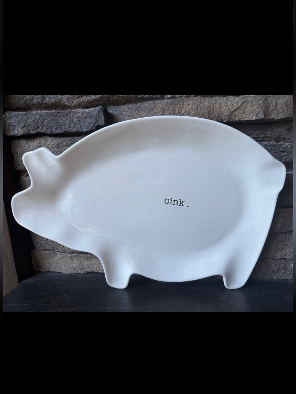 Rae Dunn OINK Pig Platter Magenta Stamped Ceramic Dish Tray Rare Decor NWT